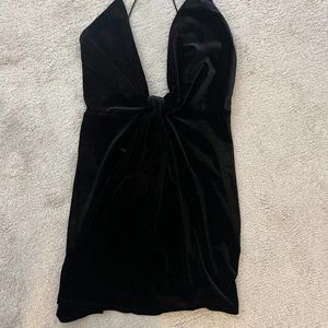 Black velvet mini dress - size S